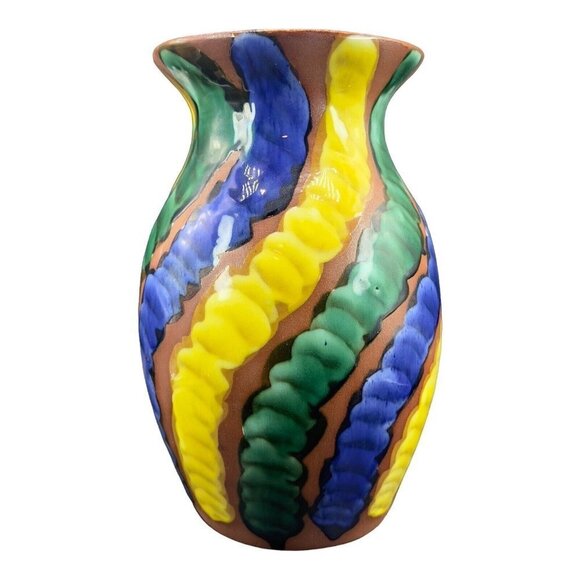 Large Talavera Tonala Vase Vessel Multicolor Pottery Signed F Guerrero G Mexico - Picture 14 of 15